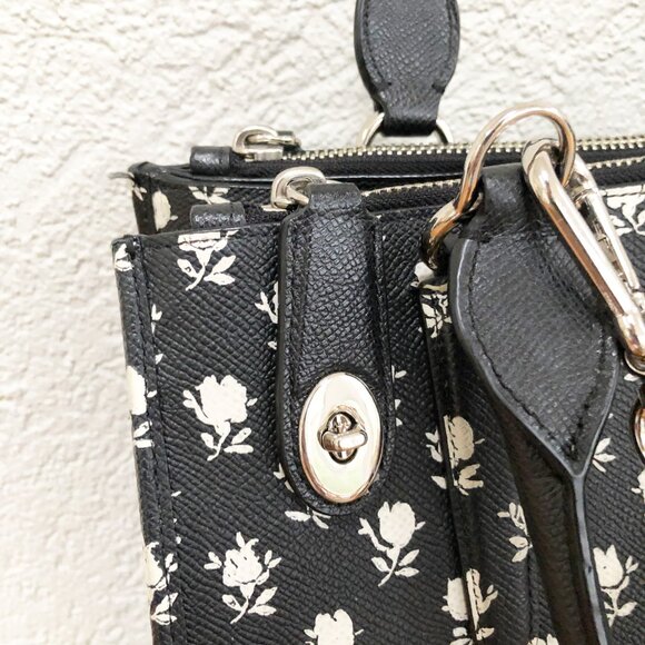 Coach Crosby Carryall Satchel in Floral Crossgrain Leather Crossbody Purse Bag - Picture 14 of 16